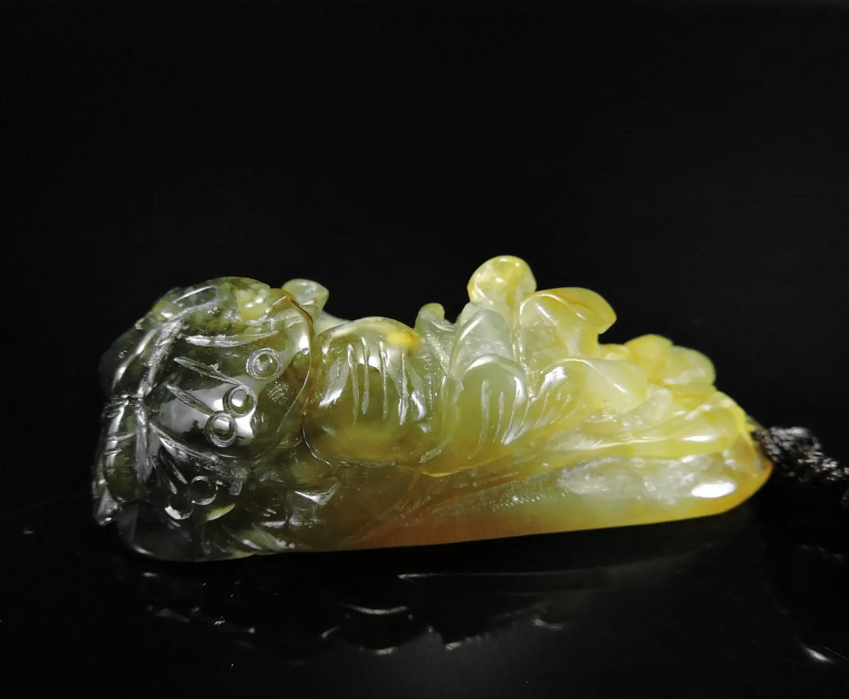 Jade Jewelry Natural Jade Pendant Necklace Hand-Carved butterfly&peony flower Jadeite Necklace Pendant Gift No Treatment 688i