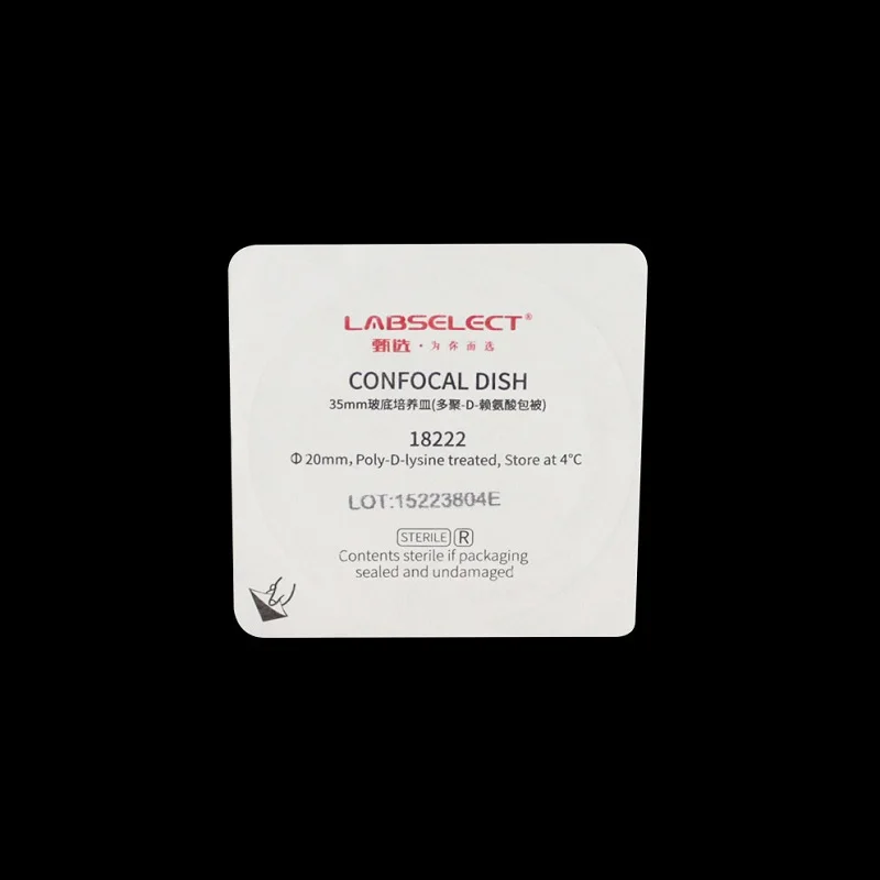 LABSELECT 폴리-D-라이신 처리된 세포 배양 접시, 유리 바닥 폴리스티렌, Φ20mm, 18222, 35mm