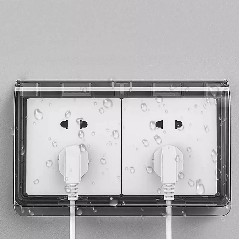 86 Type Switch Protective Cover Self-Adhesive Splash-Proof Electric Plug Cover Waterproof Power Outlet Socket Protector for Home