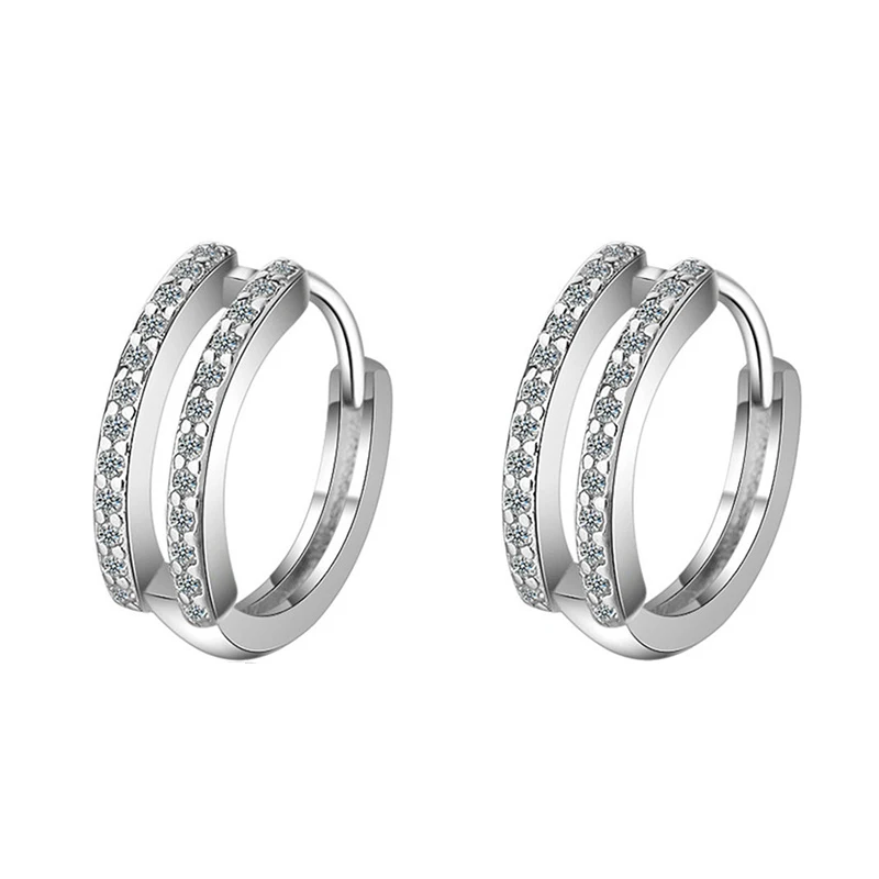 2022 Charm Double Hoop Earrings 925 Silver Fit Original Brand Charms Diy Fine Jewelry Gift For Women Fine Earring Making Gift 