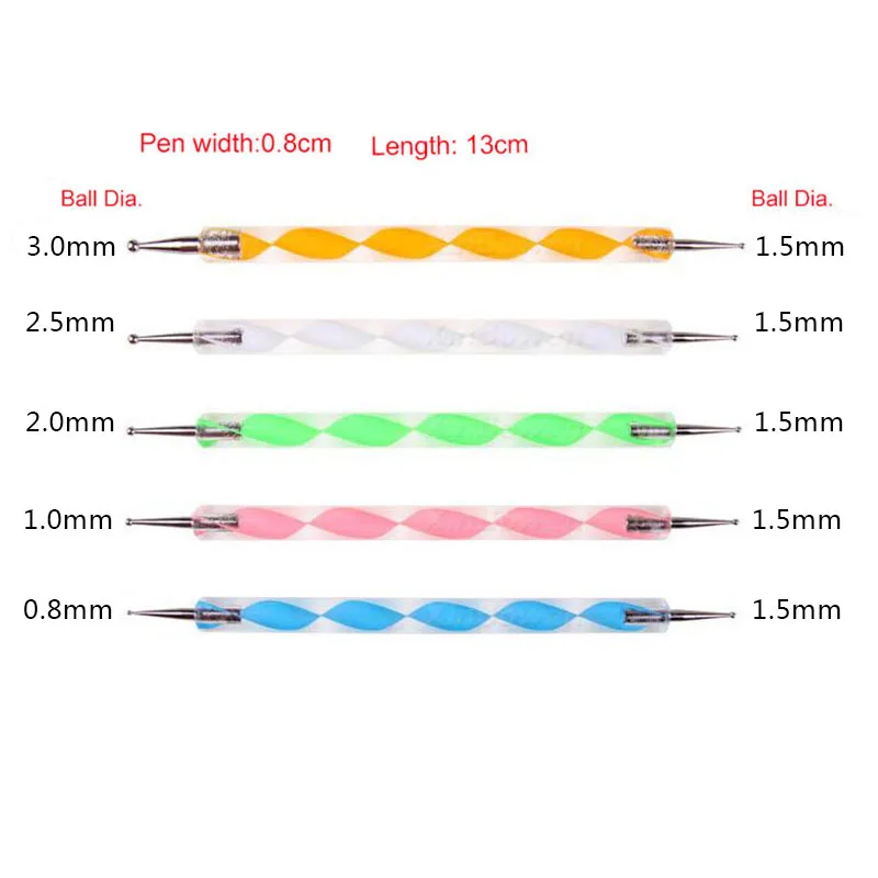 5Pcs Spiral Indentation Pen Double Head Carving Sculpture Sculpting Tools Art Craft Pottery Clay Dolls Tools