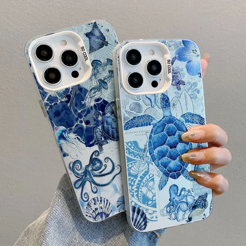 Vibrant Painted Sea Turtle Laser Protective Phone Case