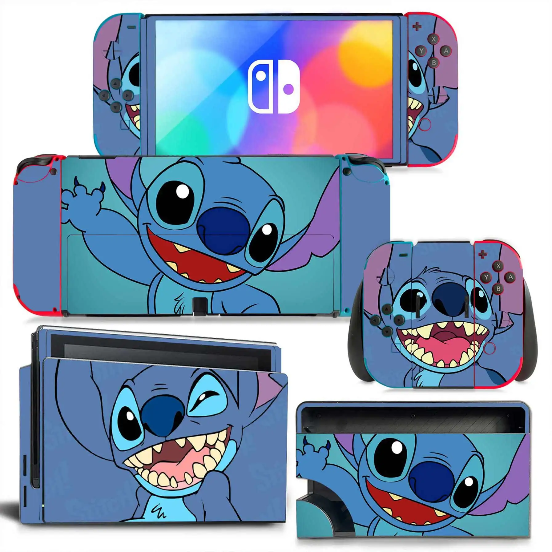 Stitch sticker skin Charging Dock Station Cover Protective Shell for Nintendo Switch Oled NS Console Crystal Protector Skin 