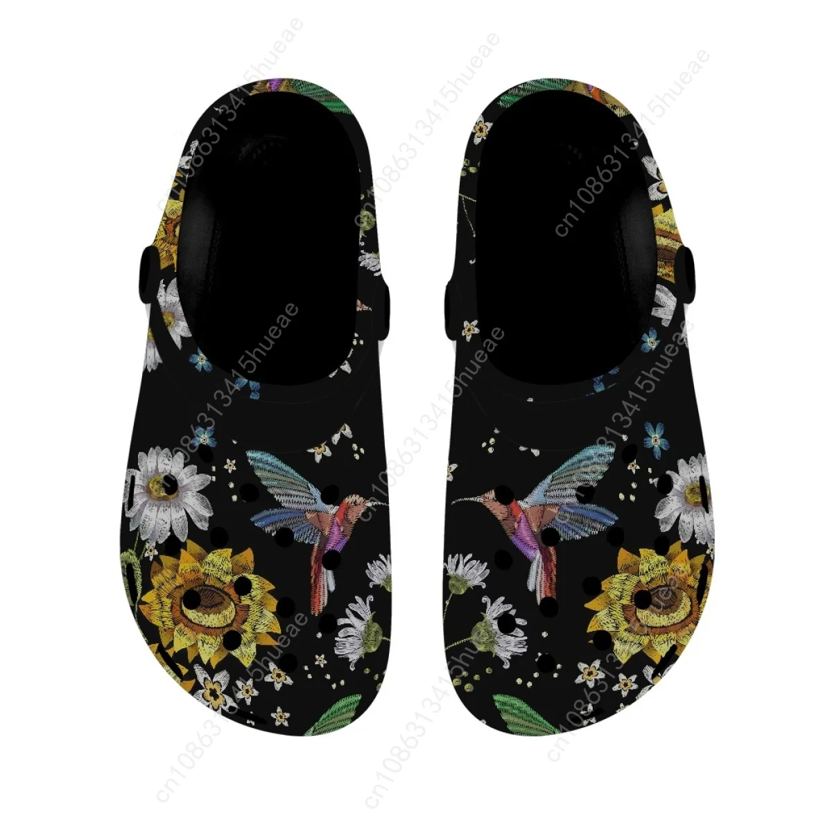 Hummingbird Floral Style Summer Outdoor Sandals Breathable Lightweight Girls Garden Shoes Water Bathroom Slippers for Girls 2023