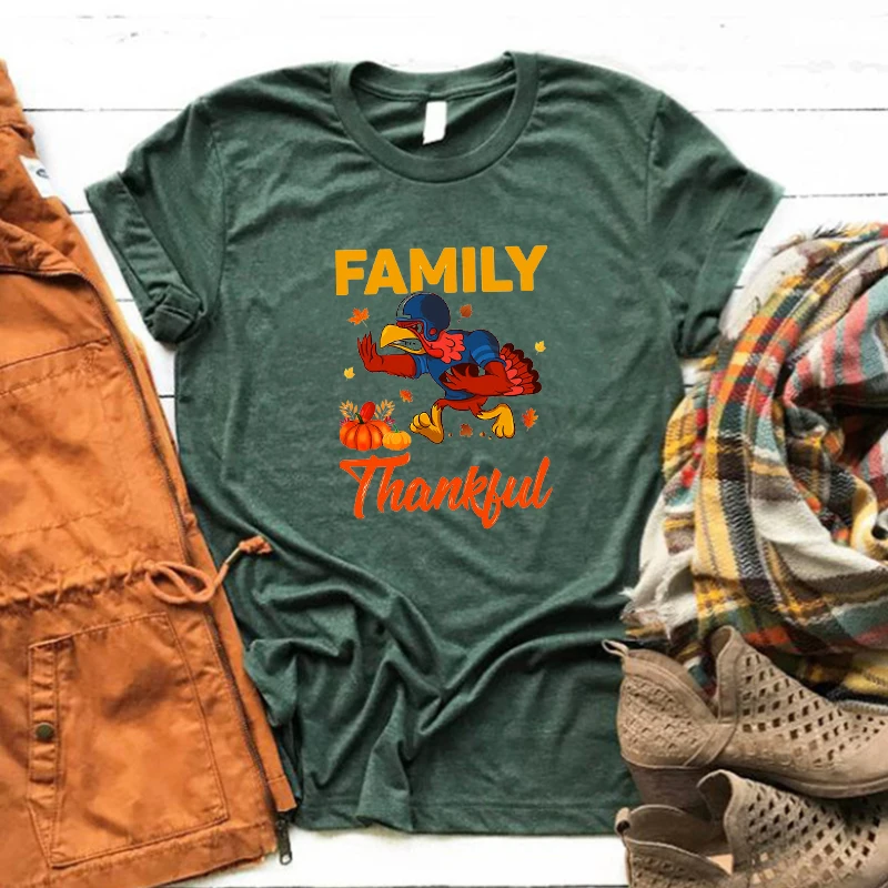 

Thanksgiving Turkey Football Shirts Women Aesthetic Clothes Vintage Thanksgiving Turkey Graphic T Shirts Women Sexy Tops Cotton