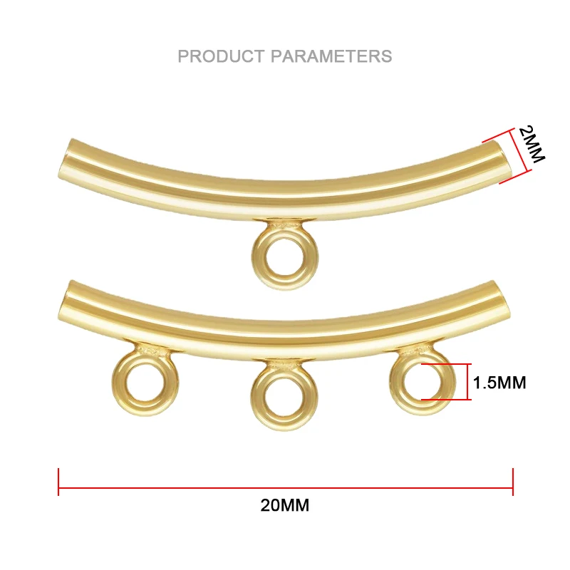 14K Gold Filled Curved Tube W/Ring 2X20mm Charm Handmade DIY Pendant Jewelry Accessories for Bracelet Necklace Jewelry Findings