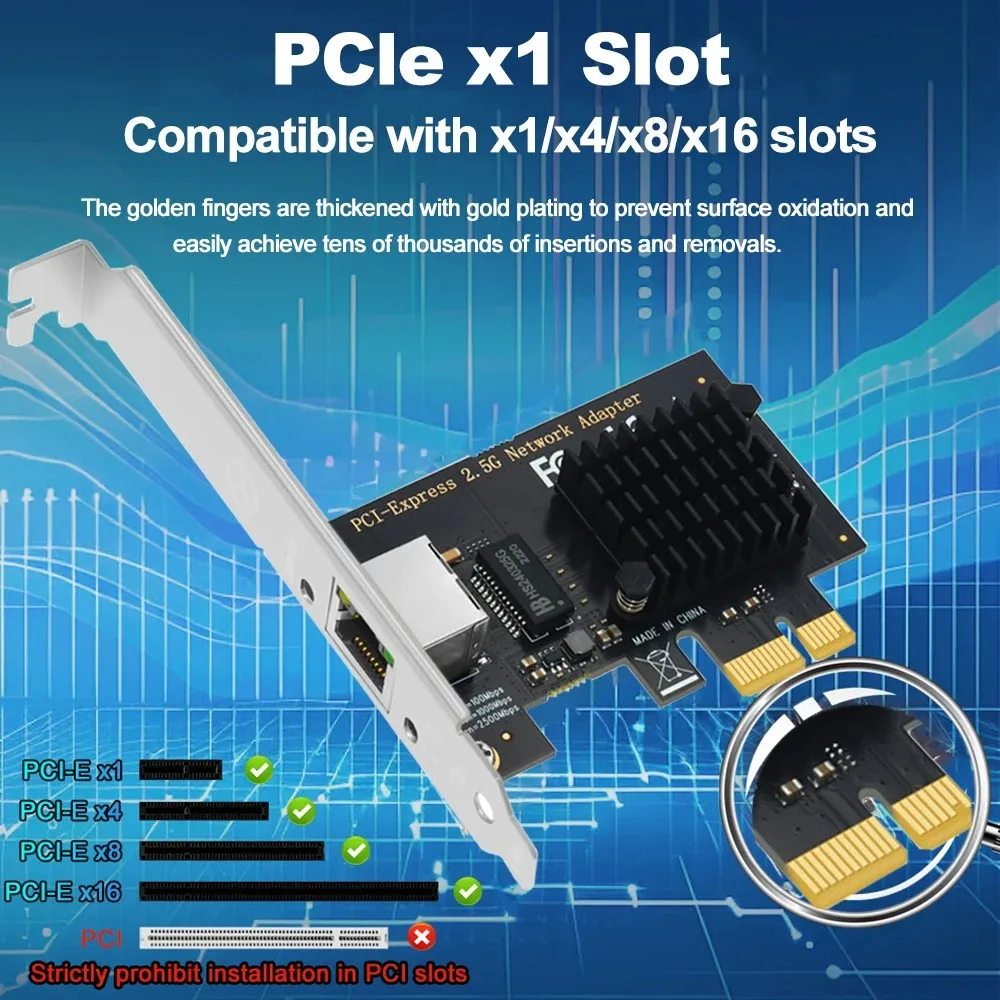 PCI-E To RJ45 네트워크 카드 2.5Gbps 기가비트 이더넷 1000/2500Mbps PCIE 네트워크 카드 LAN 컨트롤러 어댑터 데스크탑 PC용 RJ45