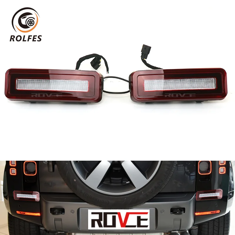 

ROLFES Reverse Brake Light Rear Bumper Fog Lights For Land Rover Defender 2020-2023 L630 New 2PCS Red/Black Car Accessories