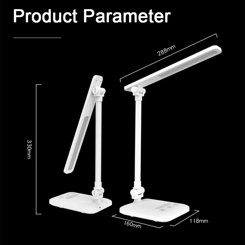 USB 충전식 LED 책상 램프, 눈 보호 접이식 테이블 램프, 침실 침대 옆 책상용, 3 단계 밝기 조절 터치 야간 조명