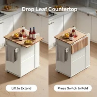 Kitchen Islands with Trash Can Storage and Folding Tabletops; Portable Kitchen Islands with Wheels, Customizable 2