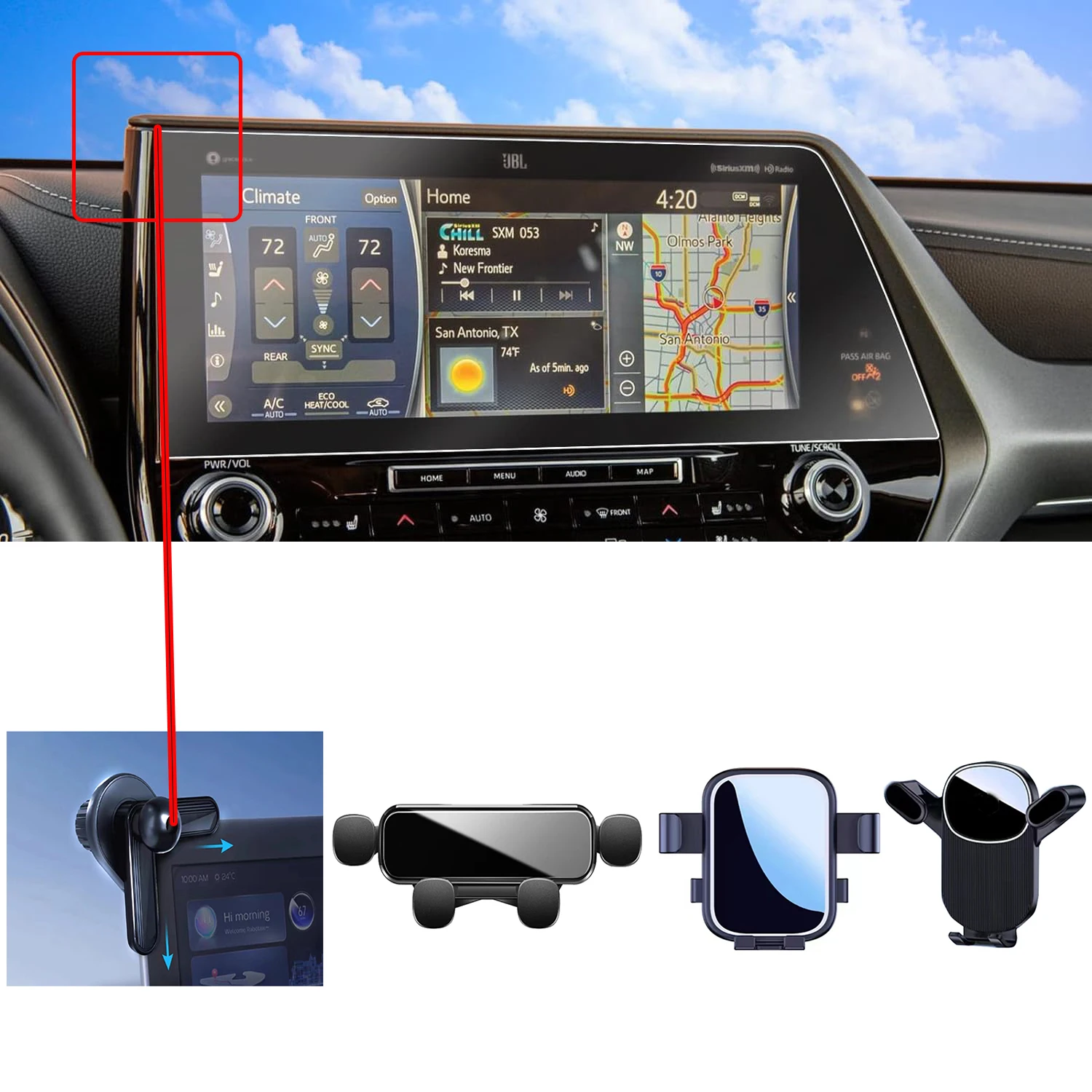 

For Toyota Highlander Kluger XU70 2020~2023 Car Phone Holder Wireless Charging Interior GPS Bracket Auto Stand Accessories