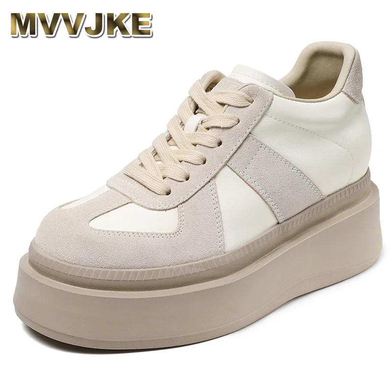 

New Suede Leather Women's Sneakers Lace Up Wedges Heels Thick Bottom Platform Sneakers Ladies Casual Shoes