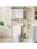 Over The Toilet Storage Bamboo Over-The-Toilet Cabinet with Shelf and Waterproof Feet Pad Space Saver Storage Rack for B 1
