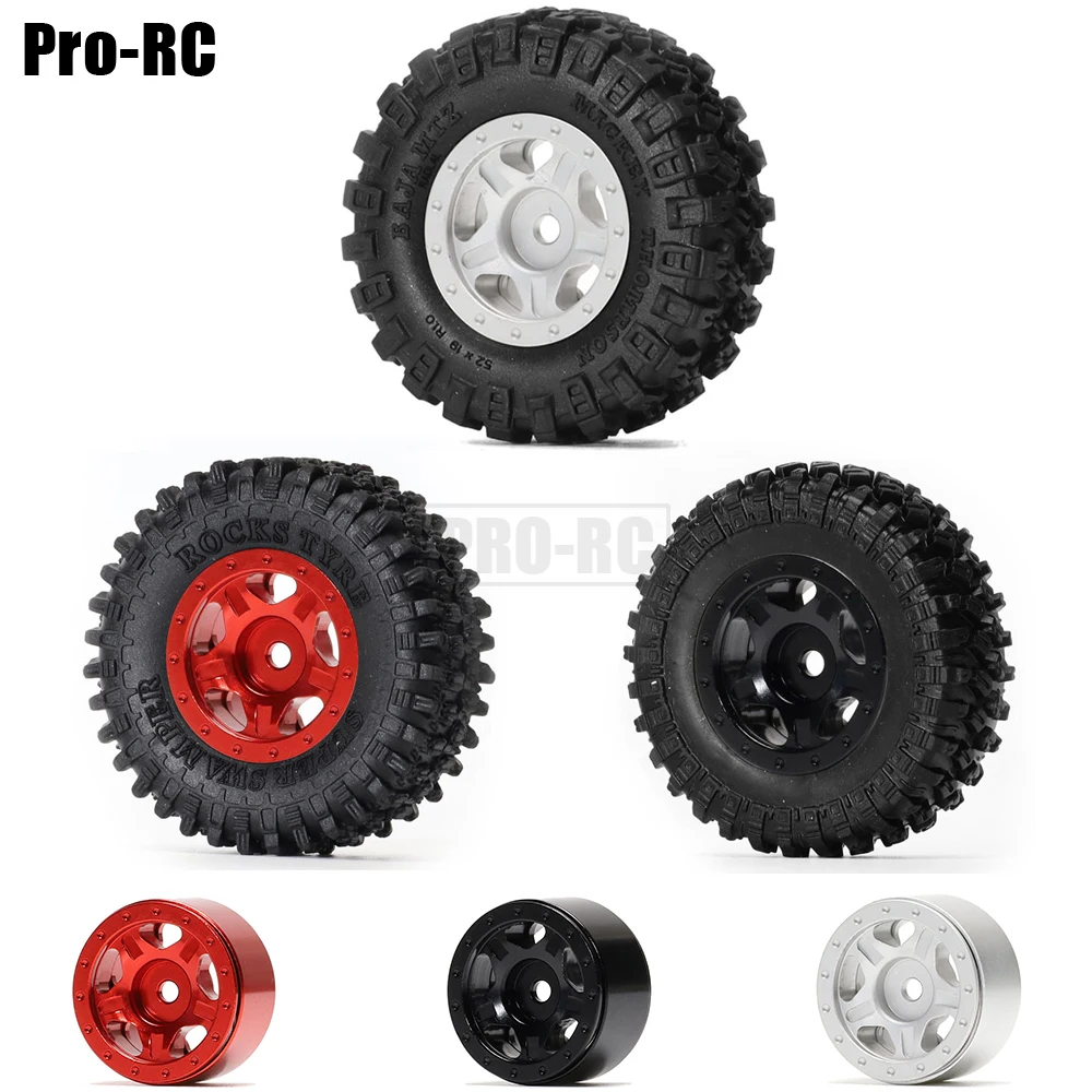 

4Pcs 1.0" Inch Alu Alloy Beadlock CNC Micro Wheel Hub & 52mm Tires for Rc Crawler Car 1/24 Axial SCX24 90081 AXI00001 Jimny