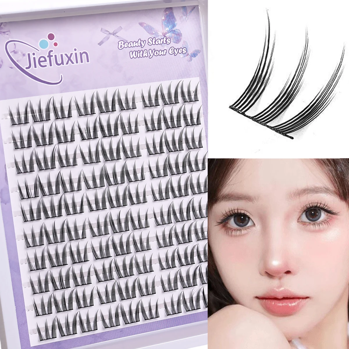 DIY 속눈썹 클러스터 자연스러운 인조 속눈썹 연장 오래 지속되는 고양이 발 모양 클러스터 두꺼운 속눈썹 용품 메이크업