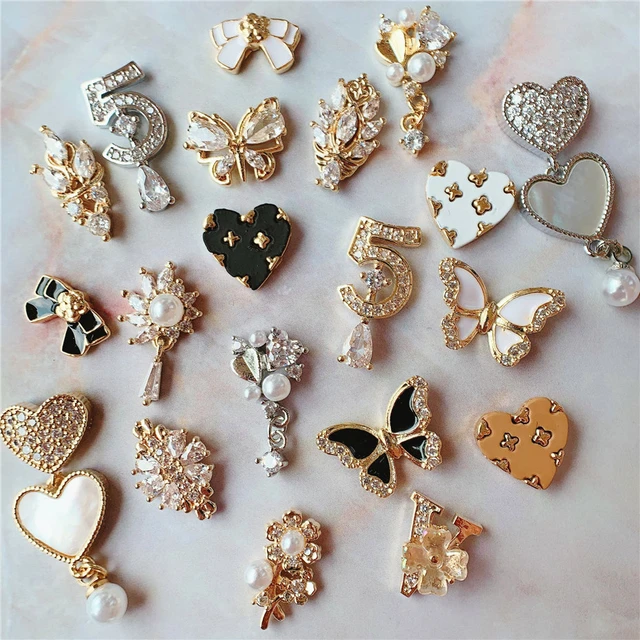 10pcs/Bag Ch Style Nail Charms Decoration Fashion Chic Bow Kawaii Nails  Classic Jewellery Designs Metal DIY Nail Accessories - AliExpress