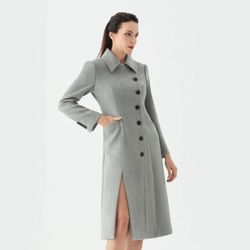 

Stewardess Occupation Women Trench Coat 2024 Autumn Winter Real Estate Sales Front Desk Etiquette Reception Woolen Work Uniform