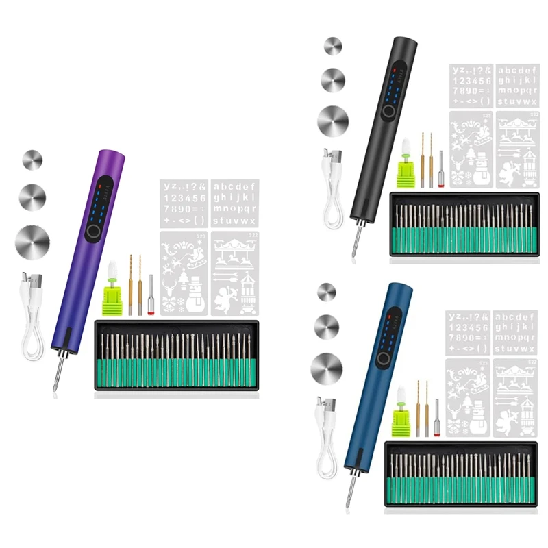 Engraving Pen With LED Light, Electric Engraving Pen With 37 Bits, USB Rechargeable Cordless Machine, For Jewelry