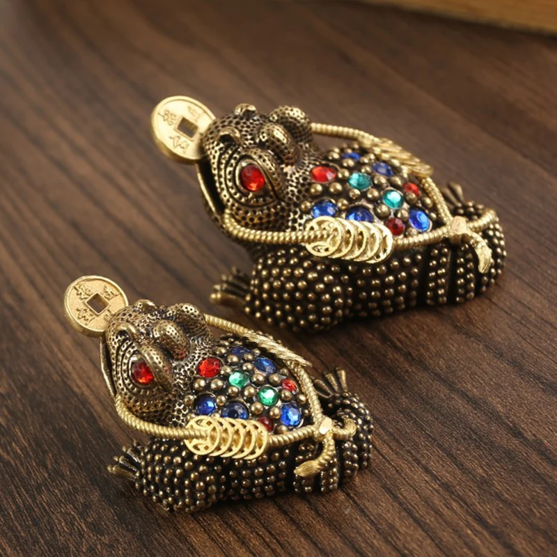 Feng Shui Toad Money Lucky Fortune Wealth Chinese Frog Toad Coin Home Office Decor Crafts Lucky Gifts Tabletop Ornaments Tea Pet