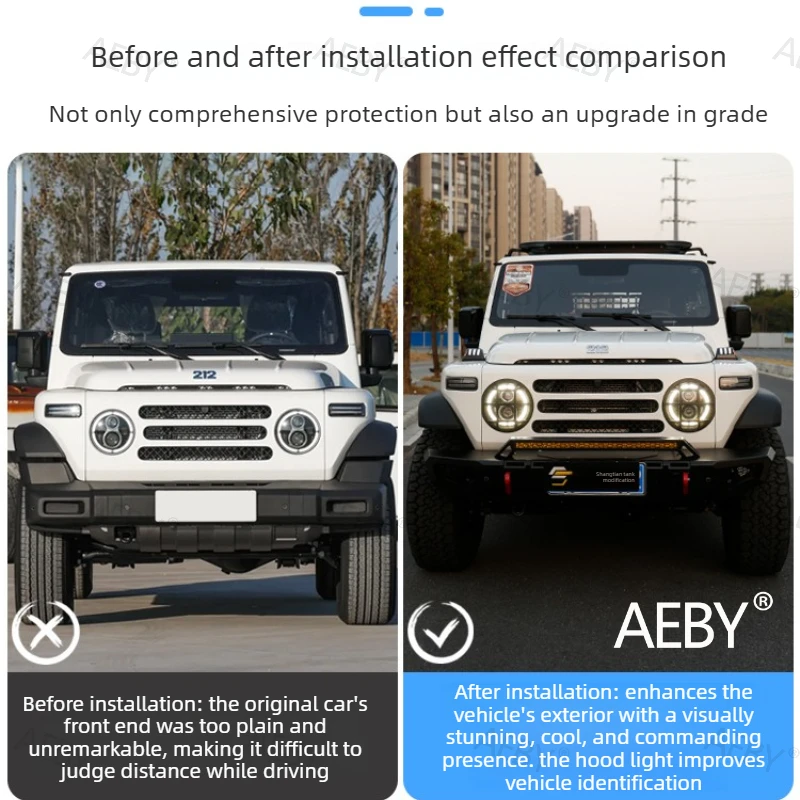 AEBY For BAIC 212 T01 후드 사이드 마커 라이트, LED 라이트 스트립 방수, 주간 주행등 코너 트림 스트립, 액세서리