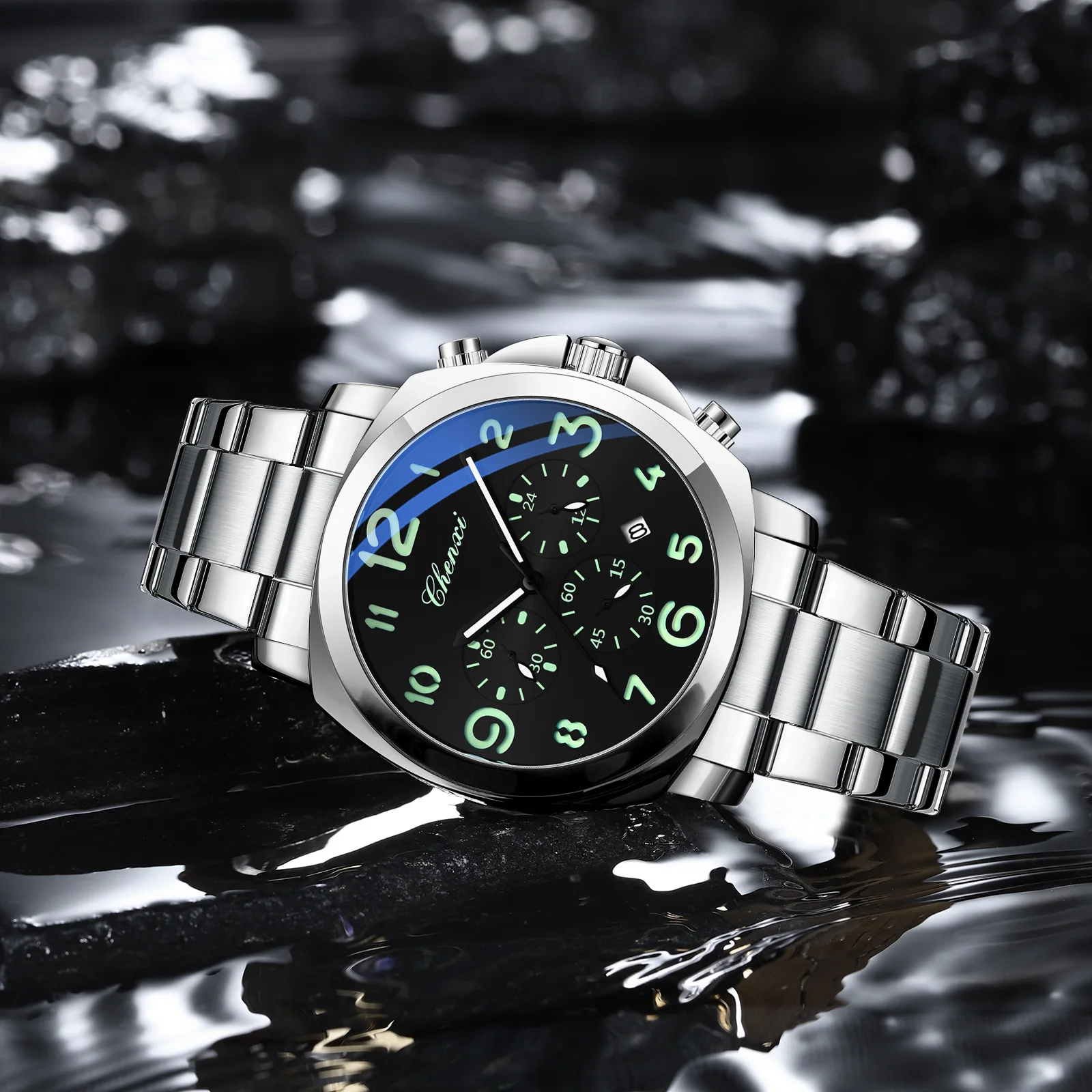 Chenxi Men Watches Stainless Steel Analog Quartz Sport Watches For Man Waterproof Business Classic Design Date Wrist Watch, Alina Gadgets