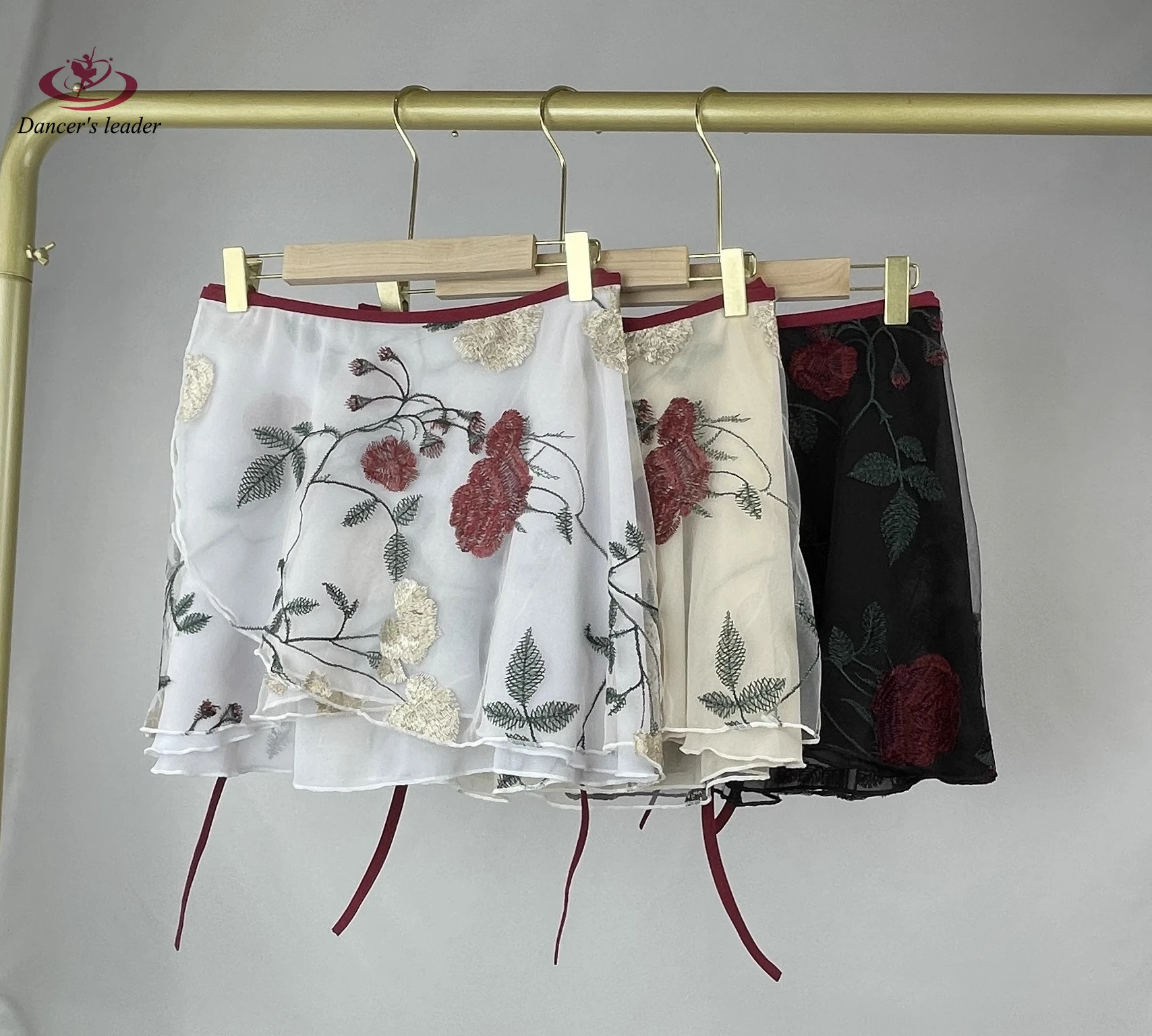 

Женская балетная юбка, кружевная танцевальная юбка, боди-юбка для взрослых с вышивкой розы, юбка-пачка для учеников, мини-юбка для тренировок в балете, пачка