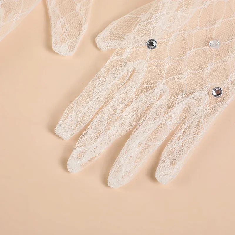 Fashion Baby Girl Princess Lace Five Fingers Gloves Sequins Wedding Party Pageant Thin Long Gloves Child Accessories