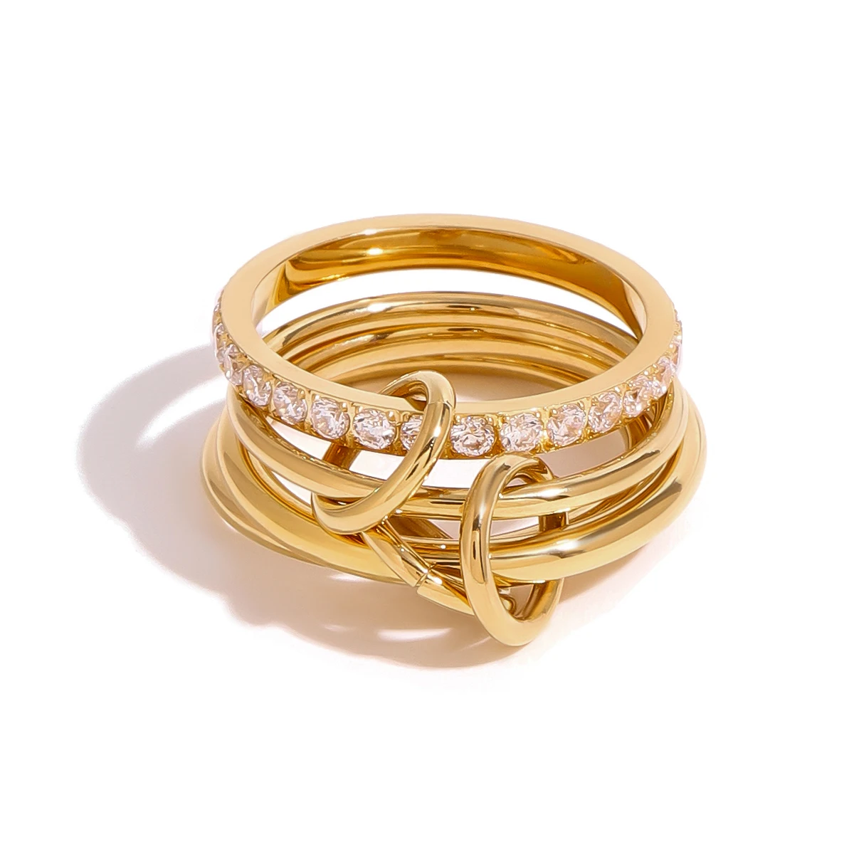 Finger rings fashion rings zircon rings fashion ring stainless steel rings metal rings gold rings youthway gold plated stainless steel four-layer white zircon ring