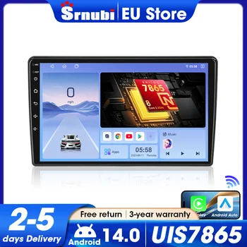 Srnubi Radio para coche Android 14 Universal de 9 pulgadas, Carplay inalámbrico, Autoradio, reproductor multimedia 2 Din, navegación GPS, DSP, Audio Bluetooth, sistemas inteligentes para vehículos, unidad principal UIS7865, accesorios para automóviles 1