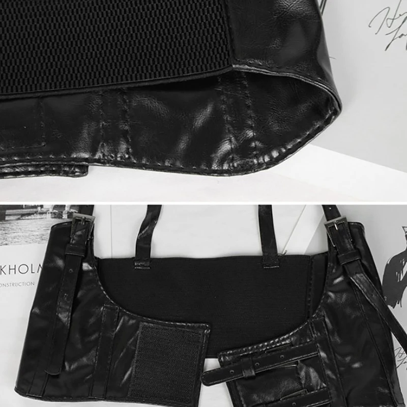 1 Stück Sexy Leder-Taillengürtel für Damen, Elastisches Breites Band, Waspie-Korsett, Cinch-Unterbrustgürtel – Detail 7