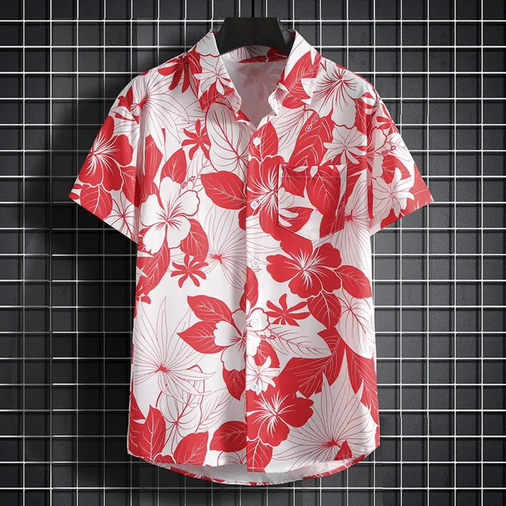 Men Relaxed Fit Shirt Tropical Style Men's Floral Print Shirt For Vacation Beach Top With Quick Dry Fabric Plus Size