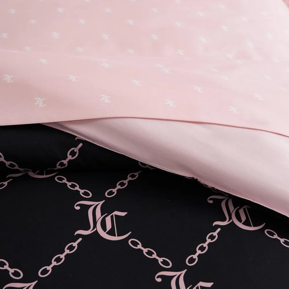 Black Link Logo Printed Comforter Set, Queen – Complete 8-Piece Bed in a Bag Collection