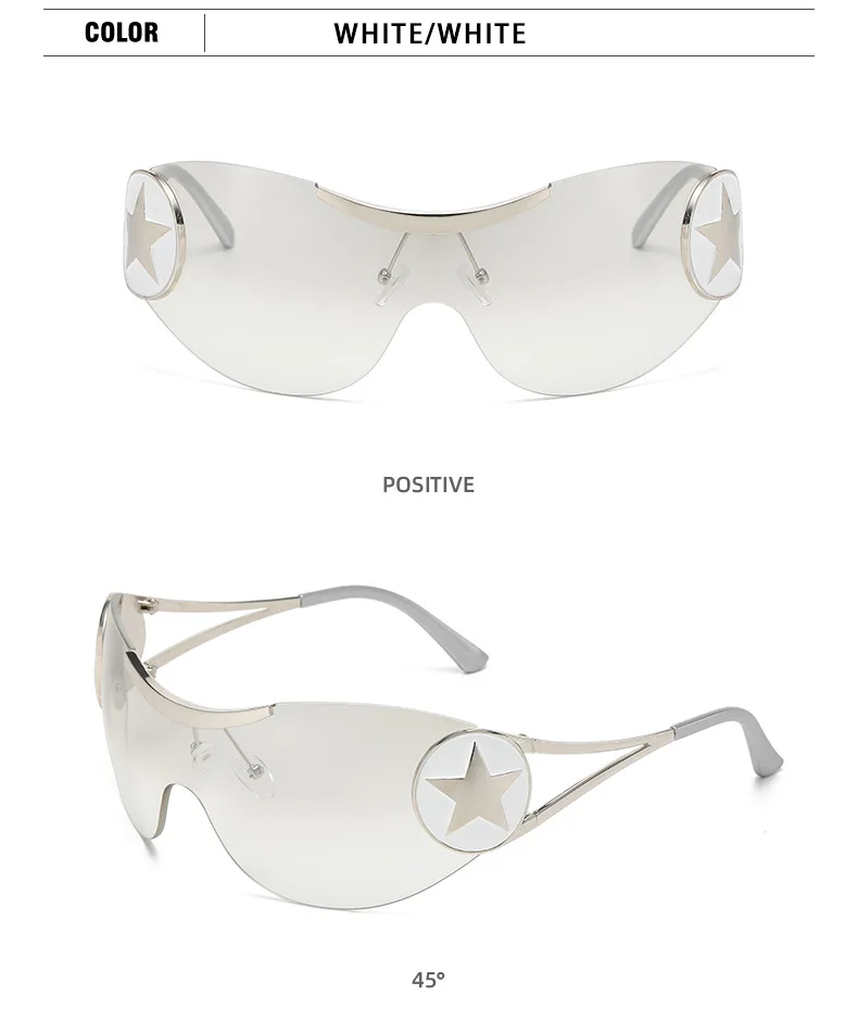 Punk-Sport-Y2k-Sonnenbrille für Damen, 2022, modisch, großer Rahmen, randlos, Sterne, Mann, umwickeln, einteilige Sonnenbrille, Damen-Sonnenbrille, UV400 – Detail 16