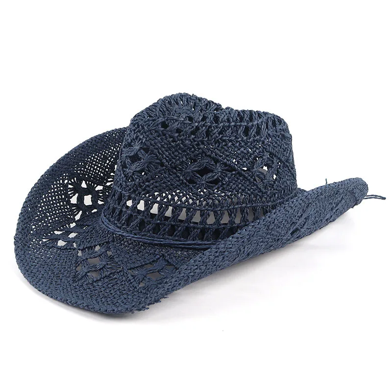 Chapeau Cowboy Paille Homme Femme – Large Bord Western Réglable – Chapeau Soleil Été Cowgirl Plage Équitation