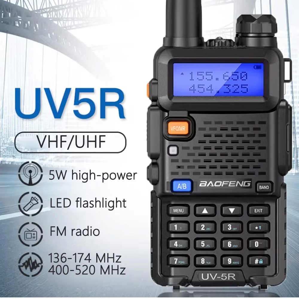 

5W Dual-Band Baofeng UV 5R Walkie Talkies Baufeng UV5R Boafeng UV-5R Radio Fm Vhf Uhf For Ham
