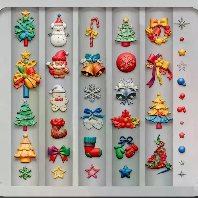 1PC 3D 바로크 천사 나비 크리스마스 트리 눈사람 네일 몰드 DIY 네일 아트 장식 실리콘 조각 몰드 매니큐어 템플릿