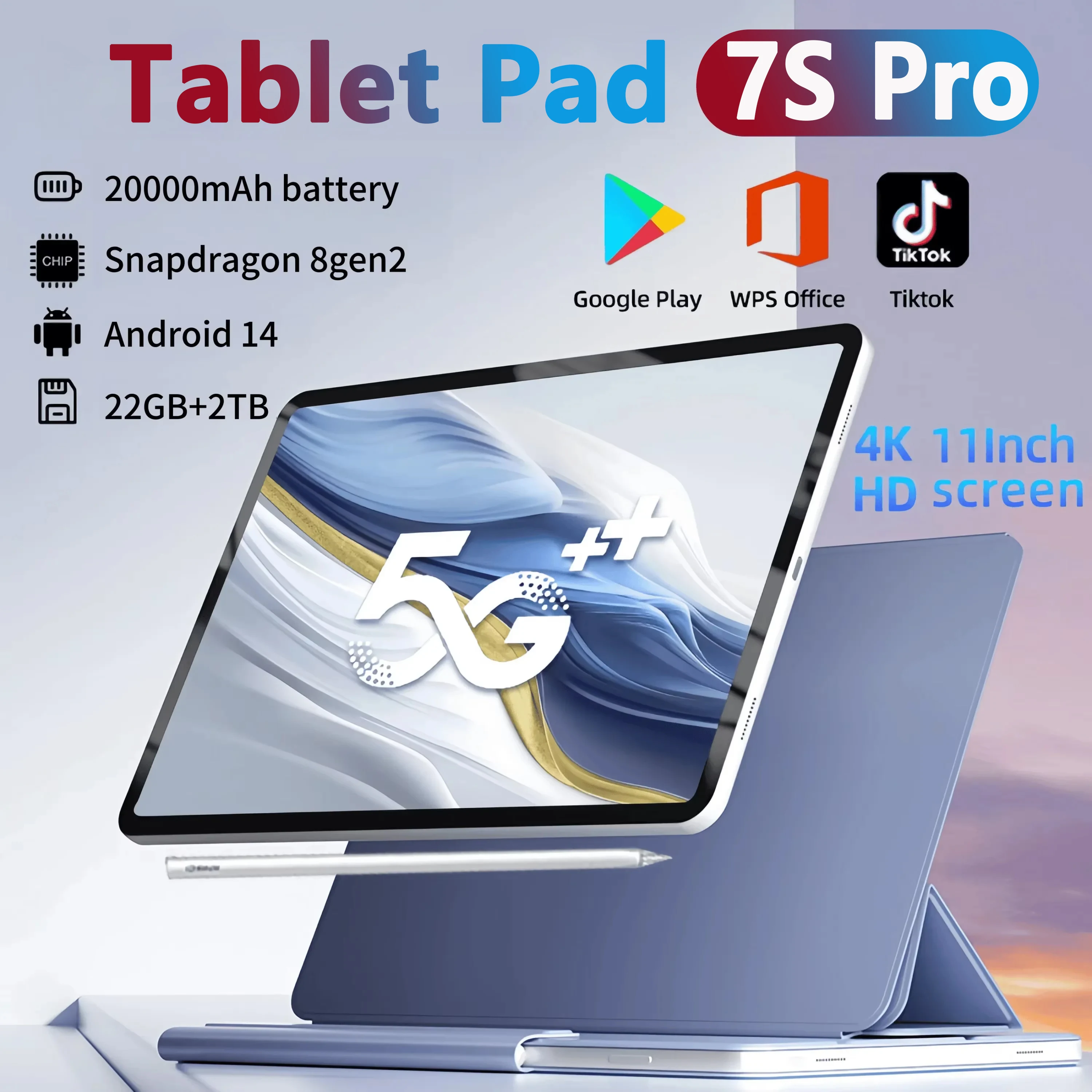 Compare Tablette 7S Pro 11 pouces Écran 4K Android 14 5G WiFi 22 Go RAM 1 TB GO Stockage Snapdragon 8 Gen 2 Deca Core ( 10 core ) batterie 20000 mAh
