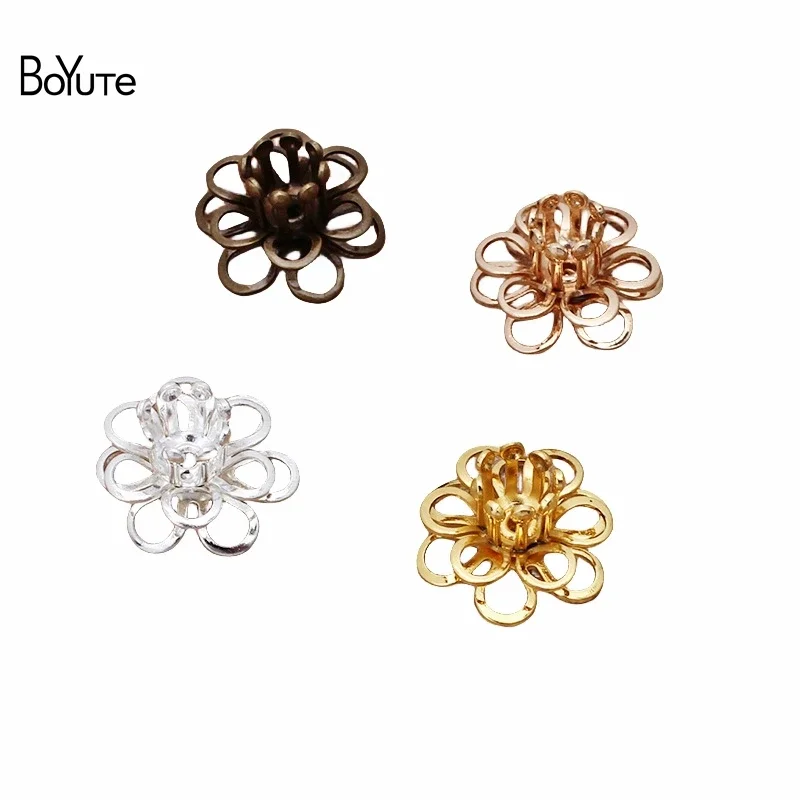 

BoYuTe (50 Pieces/Lot) 12MM Metal Brass Filigree Combined Flower Materials Diy Accessories for Hair Jewelry Making