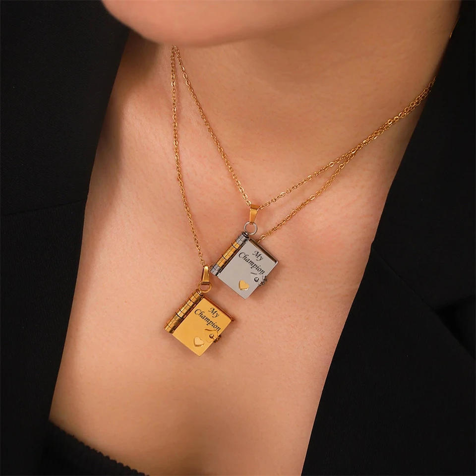 thumbnail image 2 of My Little Star Book Locket Necklace For Son - 6 Engraved Pages, Gold/Silver Tone, Adjustable Chain 2 of 5