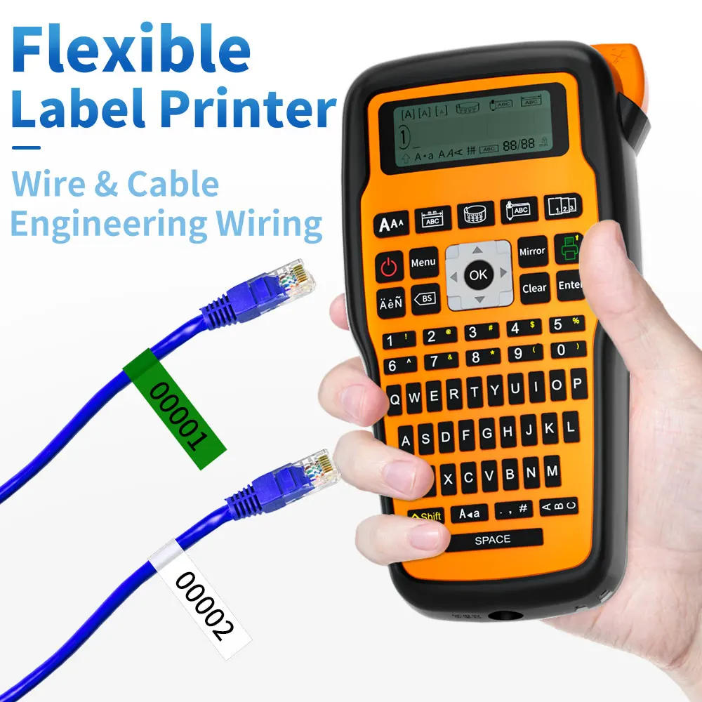 Cable Label Machine E1000pro Handheld Portátil Auto-adesivo para Cabo de Comunicação Engineering Project Labeling