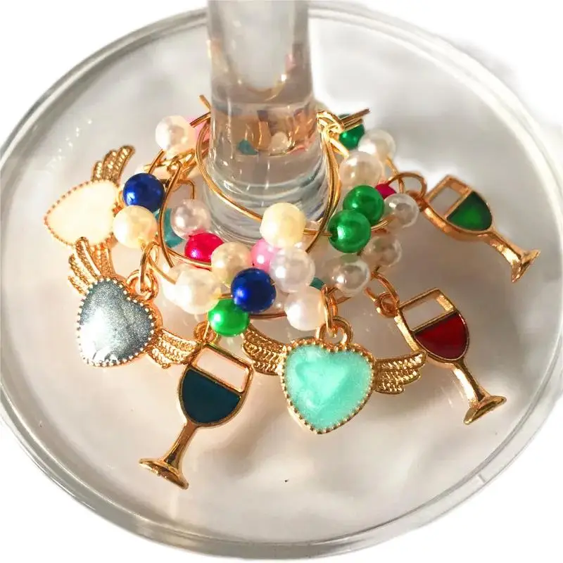 Wine charms 6PCS New Fashion Design Wine Glass Charms Rings Marker Christmas Party Bar Table Decorations Christmas Gift