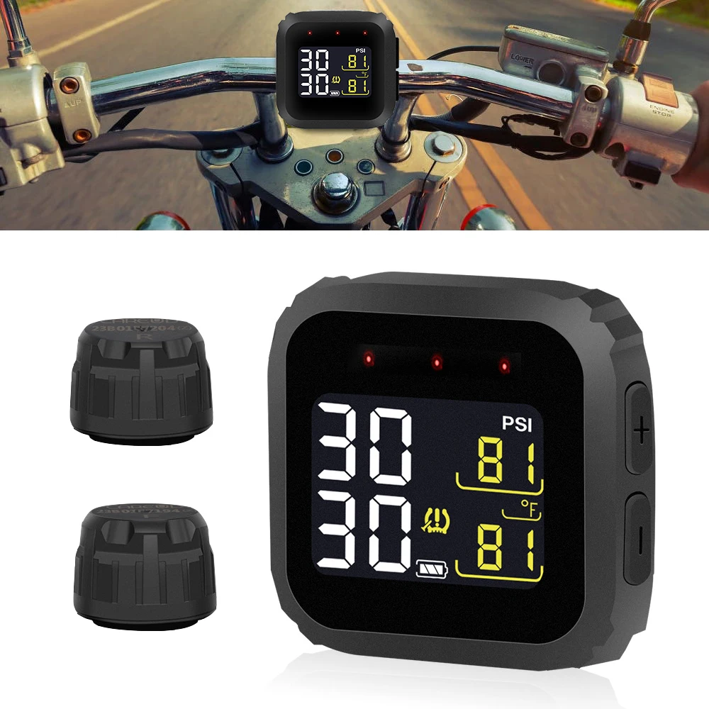 

LEEPEE Motorcycle Real Time TPMS Tire Pressure Monitoring System External Sensors Waterproof LCD Display M3 Moto Wireless