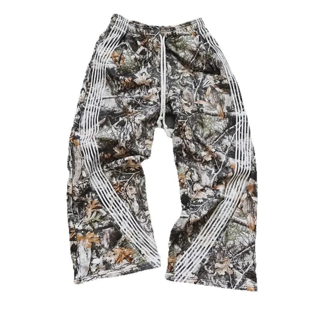 2025 Haruku Camouflage Wide Elastic Waist Straight Leg Pants Hip Hop Style Casual Loose Fit Men's Fashion_viptrois.com