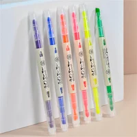 6Pcs/Set Double Head Fluorescent Highlighter Pen Markers Pastel Drawing Pen for Student School Office Supplies Cute Stationery 2