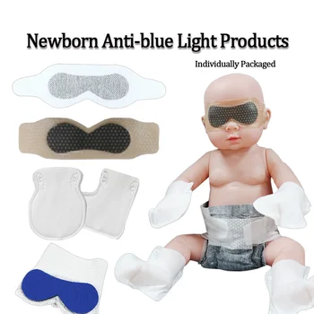 Kit Completo Anti Luce Blu per Neonati: Maschera Oculare, Guanti, Coprigambe, Pannolino, Set per Fototerapia e Protezione dalla Luce per Neonati con Ictussa