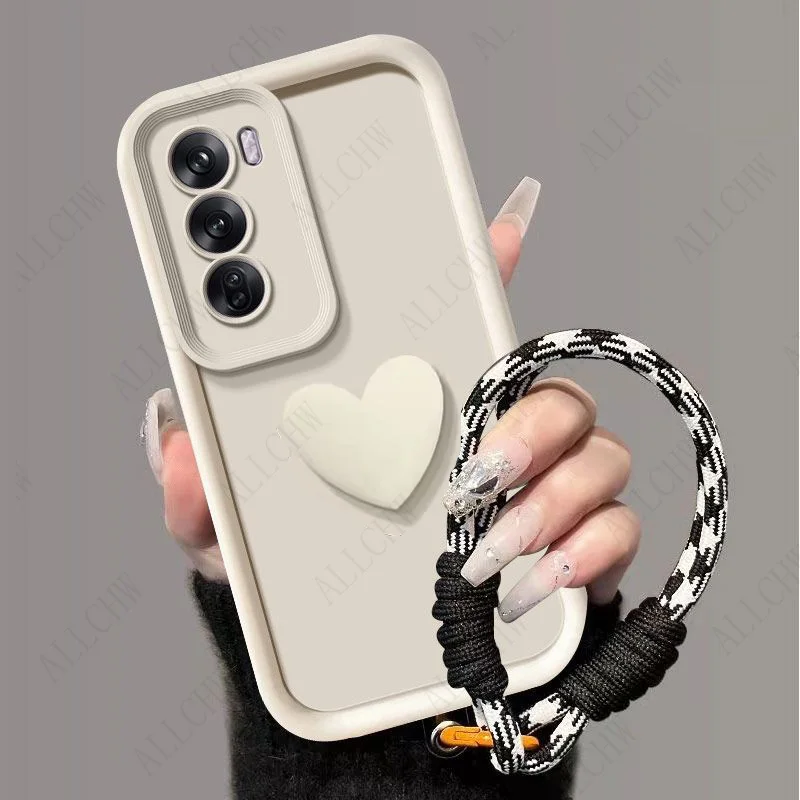3D Love Heart Strap Shockproof Phone Cover