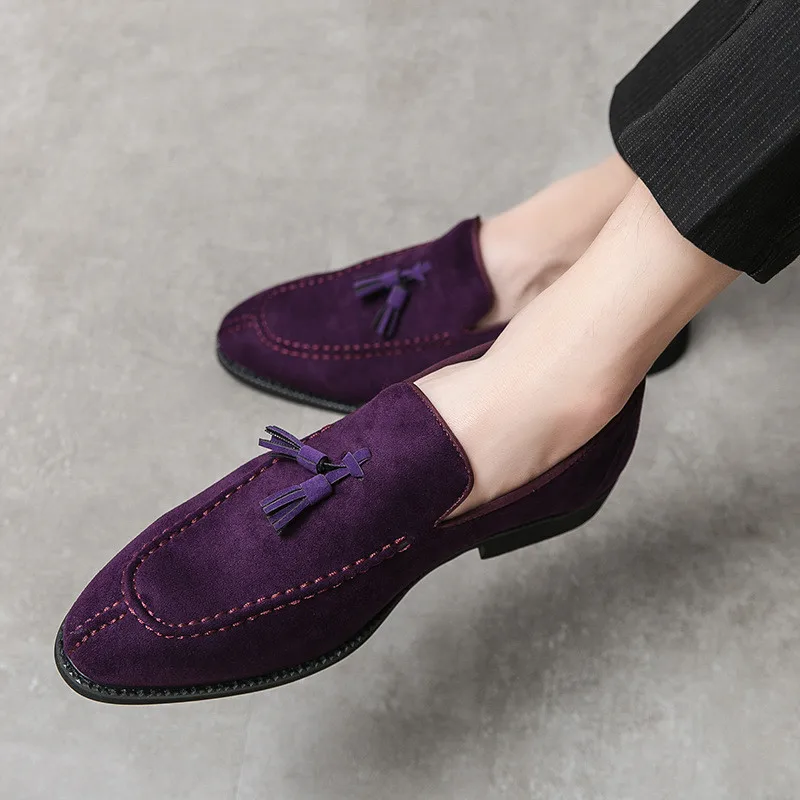 

Suede Leather Men Loafers Plus Size 38-47 Dress Shoes Men Slip On Casual Business Moccasins Man Formal Leisure Social Shoe Male