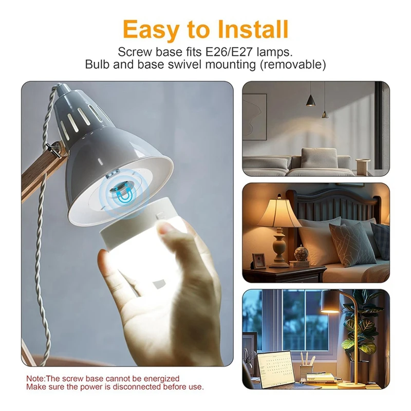 Rechargeable Battery Operated Light Bulb 300LM E26 Screw In for Lamps with Remote Control Dimmable&Timer