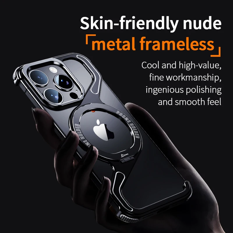 iPhone case Metal Z Type Magnetic Magsafe Snap-on Bracket Shockproof Cover for iPhone 16 15 14 13 Pro Max Aluminum Alloy Rimless phone case magnetic case phone protector cover