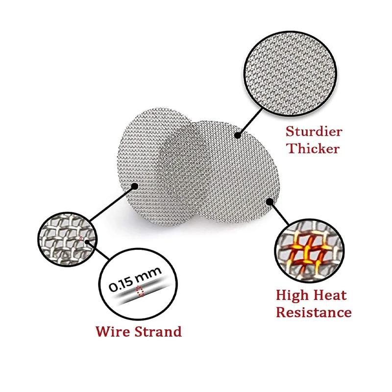 200/50pcs Smoking Tobacco Metal Filters Pipe Screen Gauze Hookah Water Pipe Stainless Steel Mesh Combustion Support Net 15~25mm 3